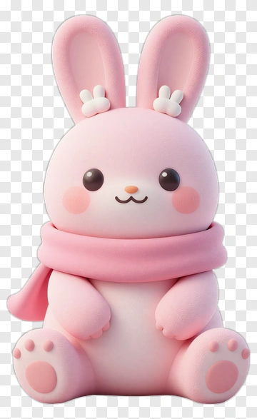 Pink Rabbit With Scarf PNG
