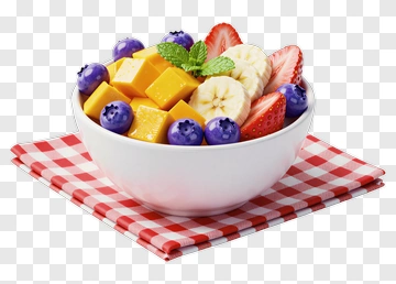 Fruit Bowl With Mixed Berries And Mango PNG