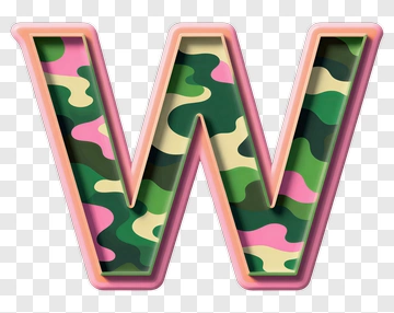 3D Letter W With Camouflage Pattern PNG