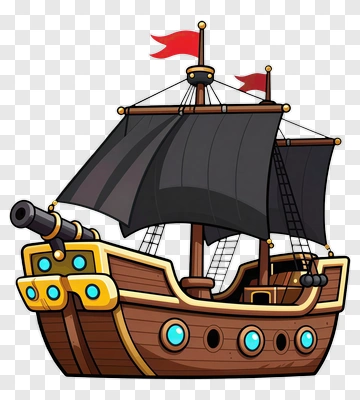 Pirate Ship With Black Sails PNG