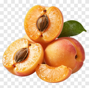 Fresh Apricot With Seed And Leaf PNG