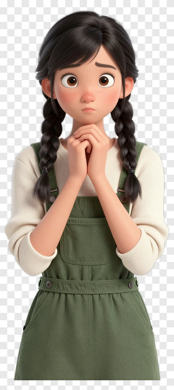 Girl Praying With Hands Clasped PNG