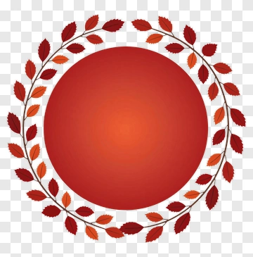 Red Leaf Wreath Around Circle PNG