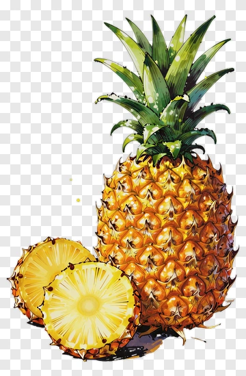 Fresh Pineapple With Sliced View PNG
