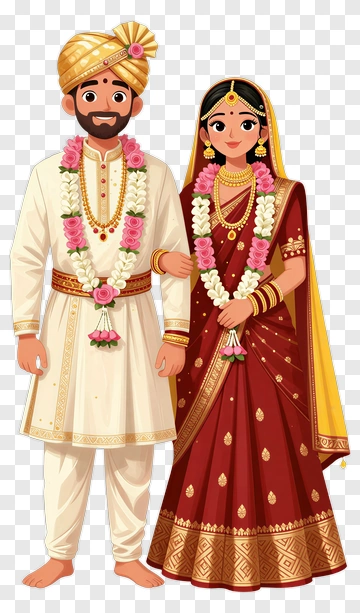 Indian Wedding Couple In Traditional Attire PNG
