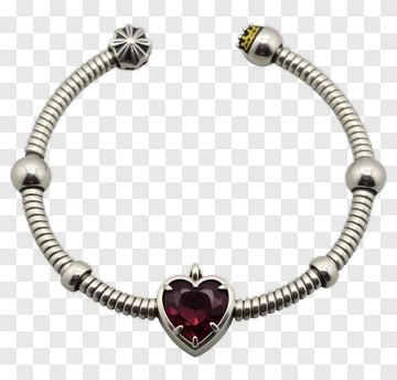 Silver Heart Pendant Bracelet PNG