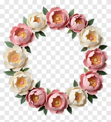 Paper Flower Wreath With Peonies PNG