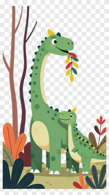 Dinosaur Parent And Child Together PNG