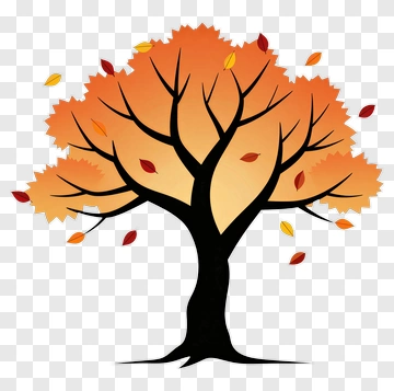 Autumn Tree With Falling Leaves PNG