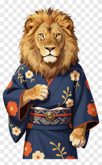 Lion In Traditional Kimono PNG