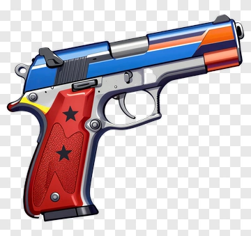 Colorful Pistol With Star Design PNG