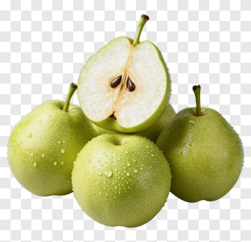 Fresh Green Pears With Water Droplets PNG
