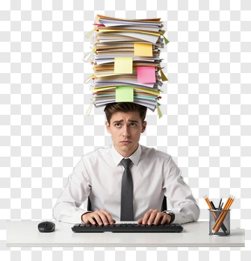 Man With Stack Of Papers On Head PNG