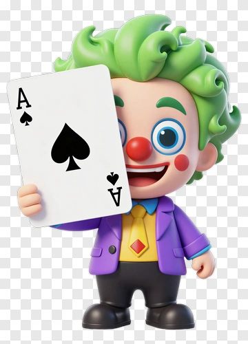 Cartoon Joker Holding Ace Of Spades PNG