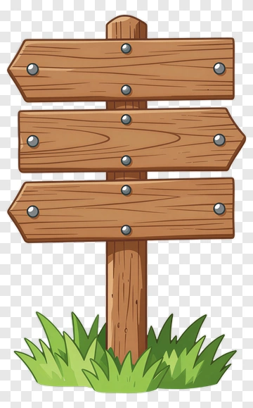 Wooden Directional Signpost In Grass PNG