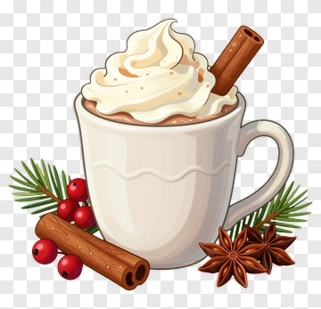 Hot Chocolate With Whipped Cream And Spices PNG