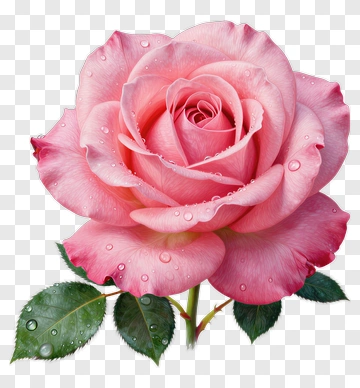 Pink Rose With Water Droplets PNG
