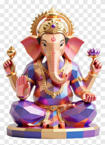 Ganesha Statue With Geometric Design PNG