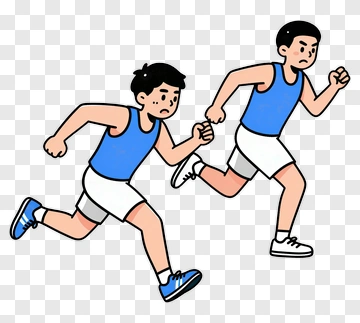 Two Runners In Blue Uniforms PNG