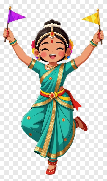 Joyful Girl Dancer In Traditional Dress PNG