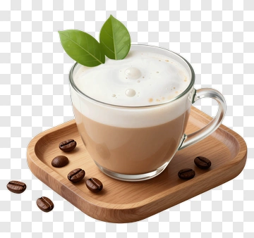 Latte With Leaf Garnish PNG