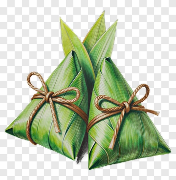 Two Zongzi Wrapped In Bamboo Leaves PNG