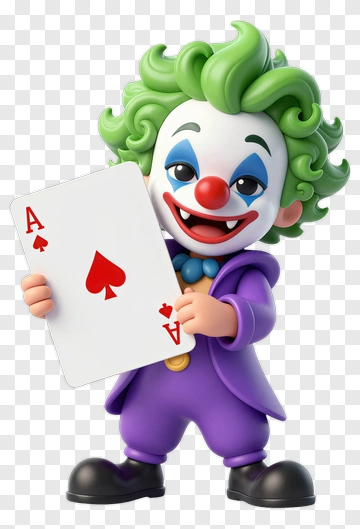 Cartoon Joker Holding Ace Of Spades PNG
