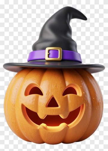 Jack-o-lantern With Witch Hat PNG