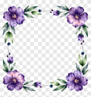 Purple Flower Frame PNG