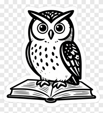 Owl Perched On An Open Book PNG