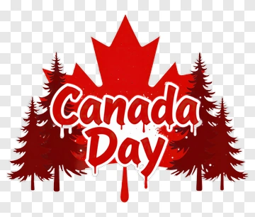 Canada Day Maple Leaf And Pine Trees PNG