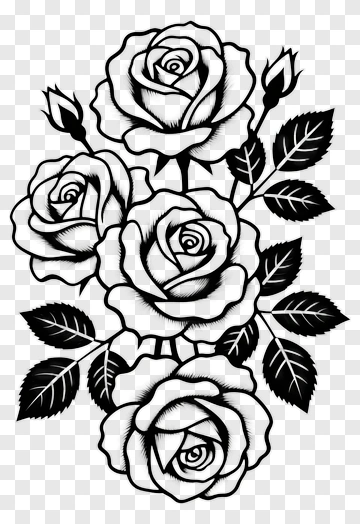 Black And White Rose Tattoo Design PNG