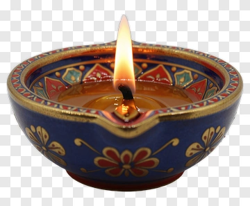 Traditional Oil Lamp With Burning Candle PNG