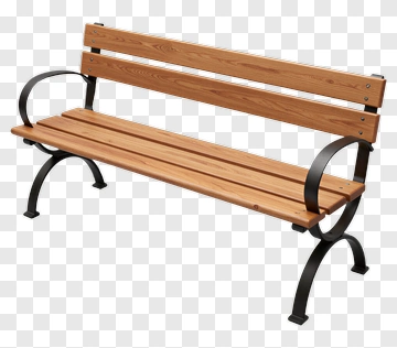 Wooden Park Bench With Metal Frame PNG