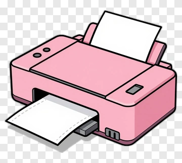 Pink Printer With Paper PNG