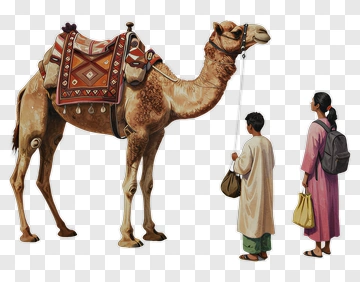 Camel And Travelers In Desert PNG