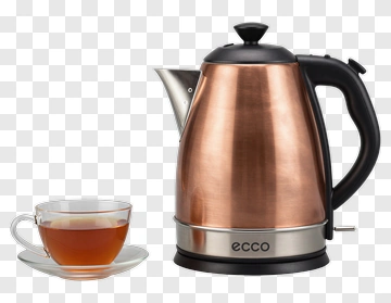 Electric Kettle With Steaming Tea PNG