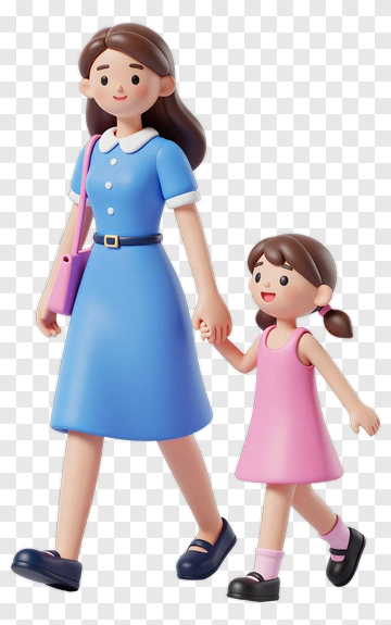 Mother And Daughter Walking Together PNG