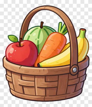 Fruit Basket With Apple Carrot And Banana PNG