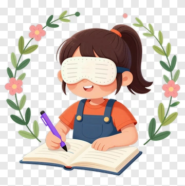 Child Writing With Blindfold PNG