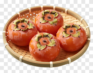 Fresh Persimmons In A Bamboo Basket PNG