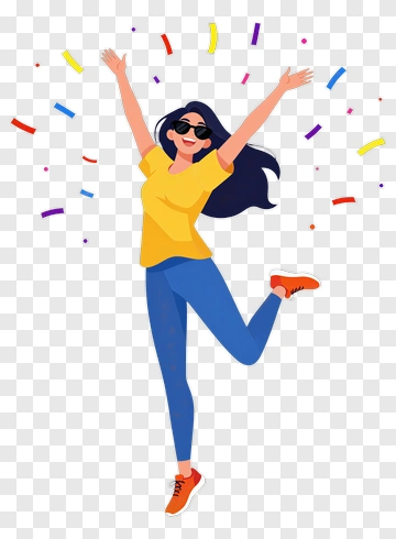 Celebrating Woman With Confetti PNG