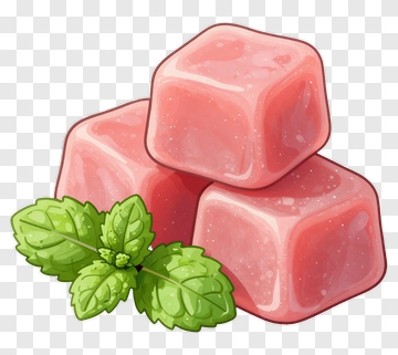 Pink Candy With Mint Leaf PNG