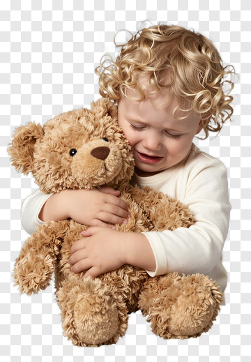 Child Hugging Teddy Bear PNG