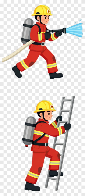 Firefighter In Action PNG