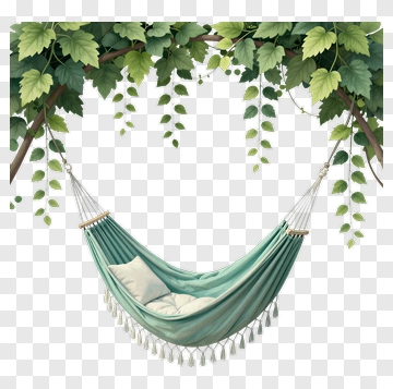 Teal Hammock With Pillow And Tassels PNG