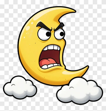 Angry Moon Cartoon Character PNG