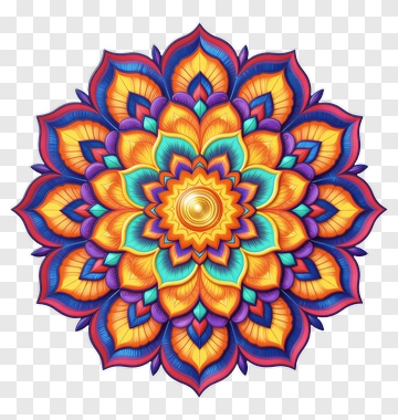 Vibrant Mandala With Radiating Petals PNG