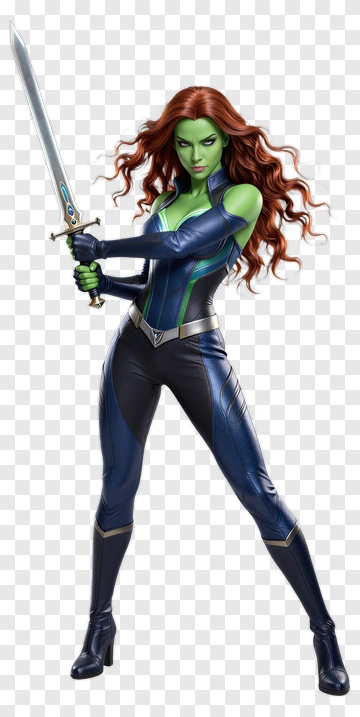 She-Hulk In Combat Stance With Sword PNG