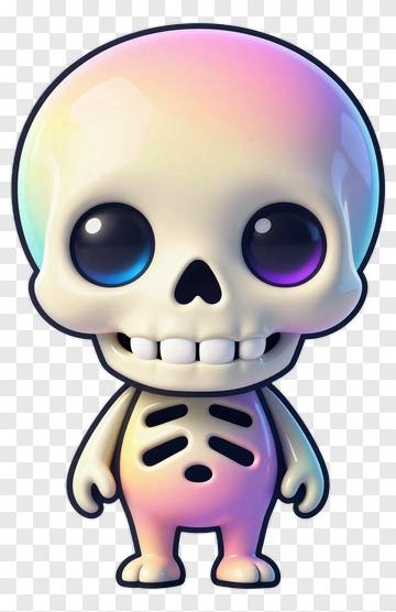 Cute Cartoon Skull Character PNG